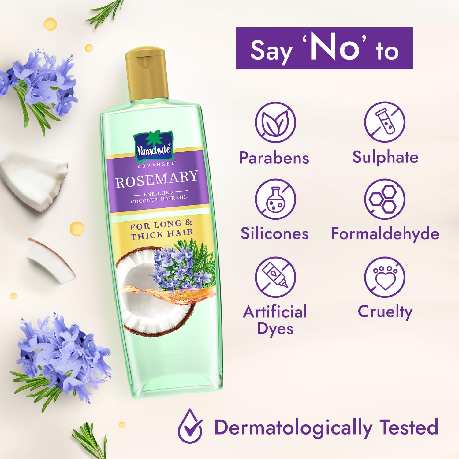 Parachute Advansed Rosemary-enriched Coconut Hair Oil| Rosemary Hair Oil| Superfoods’ Magic| Long & Thick Hair|300 Ml