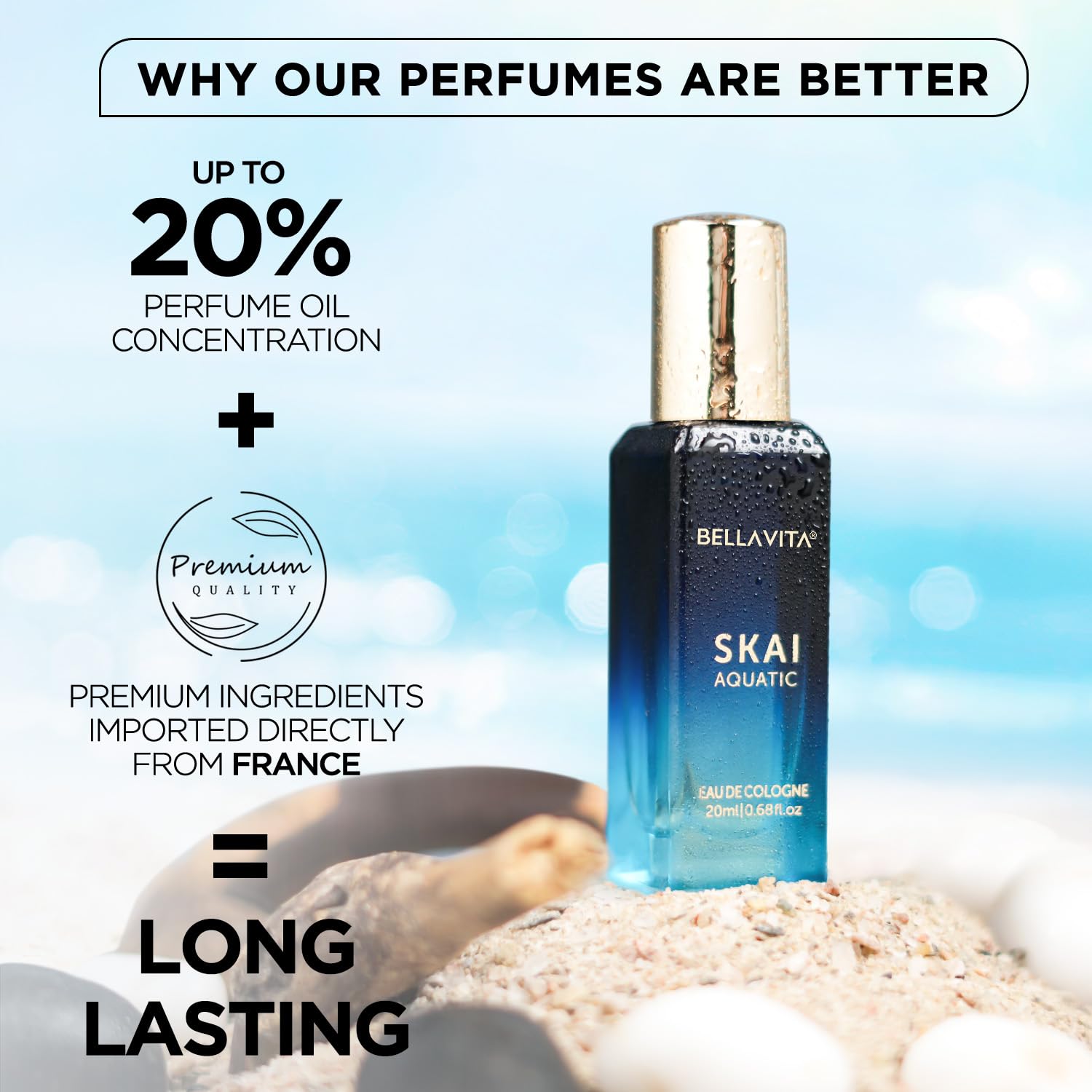 Bella Vita Luxury Women Skai Aquatic & Date Liquid Perfume Combo With Bergamot, Pink Pepper|Long Lasting Edc, Edp Fragrance Fresh, Floral Scent Pack Of 2, 20 Ml Each