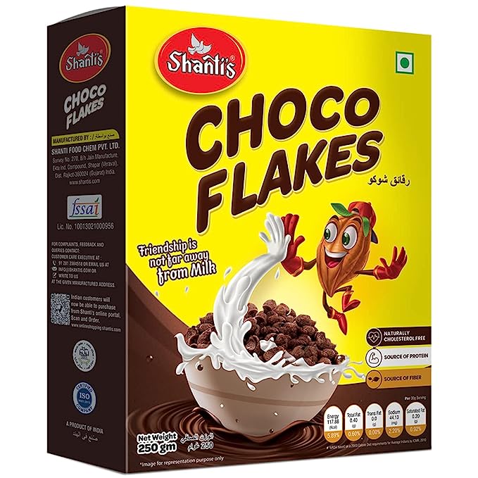 Shantis Choco Flakes Delicious and Nutritious Multigrain Breakfast/Enriched with Vitamins and Minerals/Crunchy and Tasty Cereals made with the goodness of Wheat/No-Maida or Trans-Fat