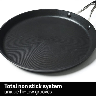 Circulon Hard Anodised Non Stick Aluminium Flat Dosa Tawa | Dosa Pan NonStick | Tawa for Roti | Non Stick Tawa Induction Base | Dosa Tawa Big Size, 28 cm, Black