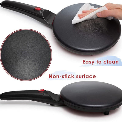 Ameedarshan Electric Crepe Maker Dosa Maker Auto Power Off|Portable Crepe Maker With Non-Stick Dipping Plate And Egg Whisk|Easy To Use For Pancakes,Chapati,Chilla,Dosa,Egg Beater ,Black,600W