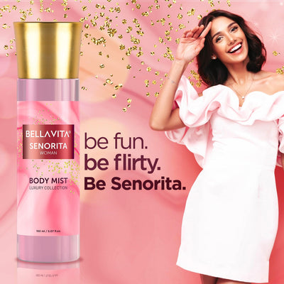 Bella Vita Luxury Date & Senorita Body Spray Mist Perfume Combo With Long Lasting Refreshing Floral & Fruity Fragrance Of Vanilla, Pomegranate & Mint For Women, 150ml Each