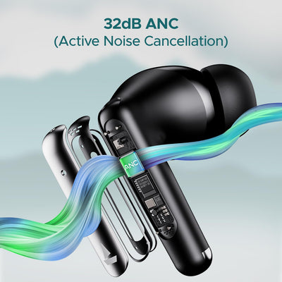 boAt Airdopes 141 ANC TWS in Ear Earbuds with 32 Db ANC, 42 Hrs Playback, 50Ms Low Latency Beast Mode, Iwp Tech,Quad Mics with Enx,ASAP Charge,USB Type-C Port & Ipx5(Gunmetal Black)