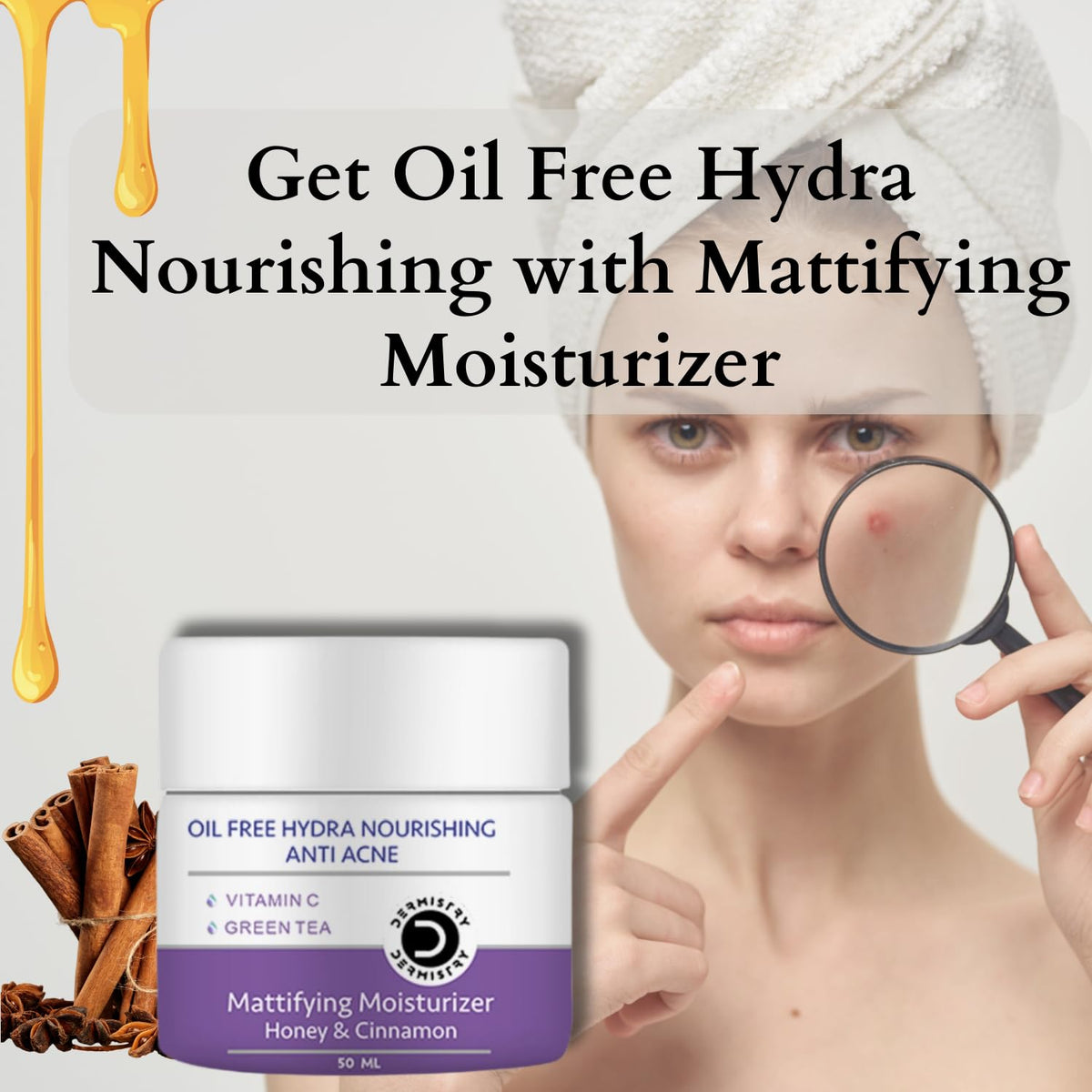 Dermistry 1% Salicylic Acid Oil Free Water Based Mattifying Face Moisturizer, Day Night Cream Gel for Oily Acne Prone Skin, Removes Pimples Dark Spot, Lightweight Non-Greasy - Girls Boys Men Women