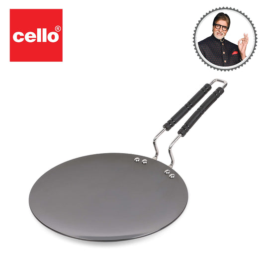 Cello Hard Anodized Aluminium Concave/Paratha/Roti Tawa (28cm), Black (3MM Thickness)