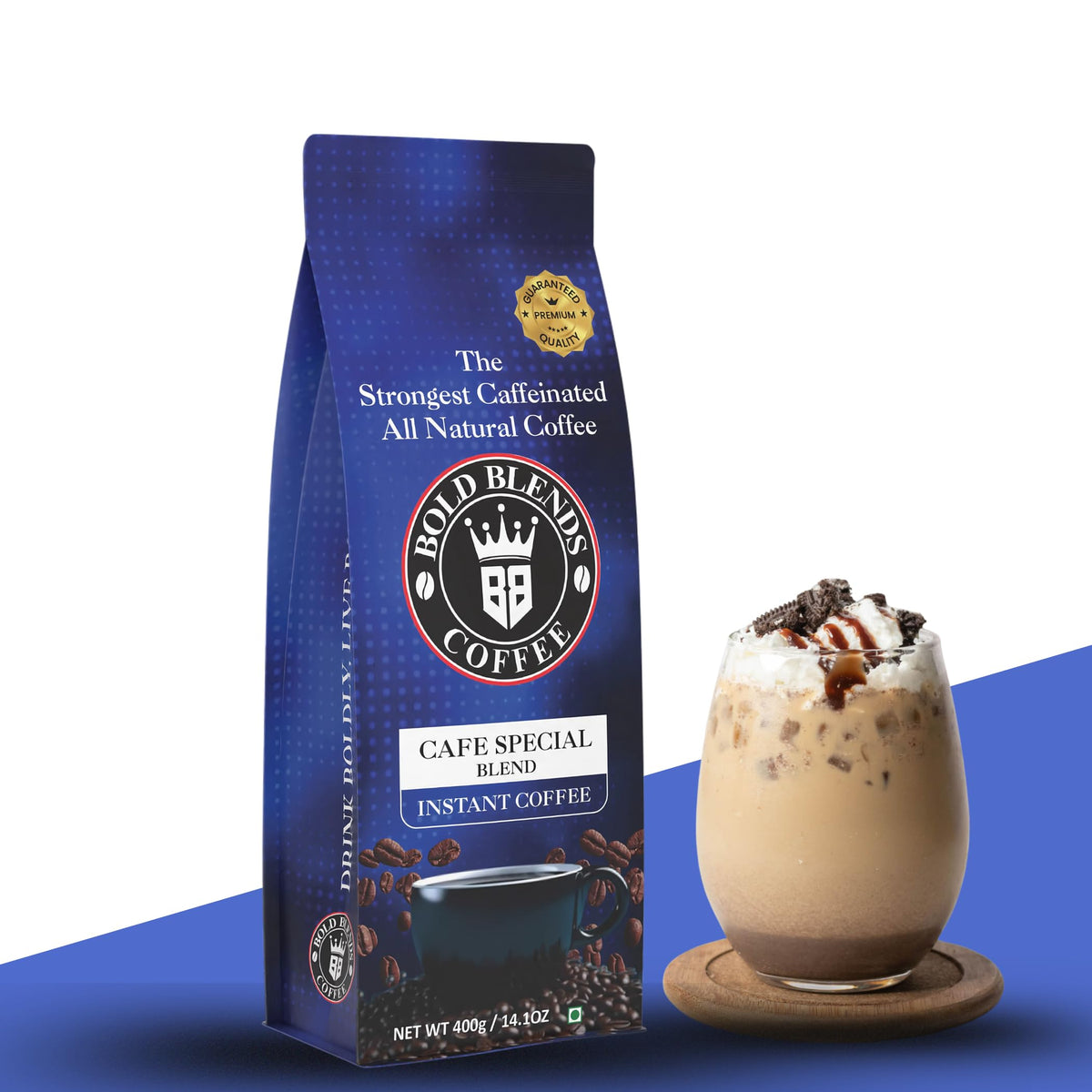 Bold Blends Cafe Special Blend 400g Instant Coffee Powder | Strongest Caffeinated | (200g*2) Bag | Medium Roast | Premium Blend of Arabica & Robusta to Energize Yourself