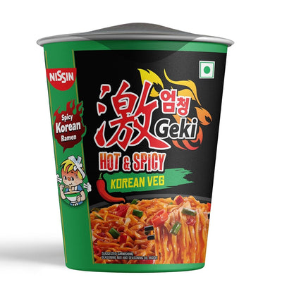 Geki Nissin Geki Hot & Spicy Korean Cup Noodles Vegetarian Flavor 70 Gm