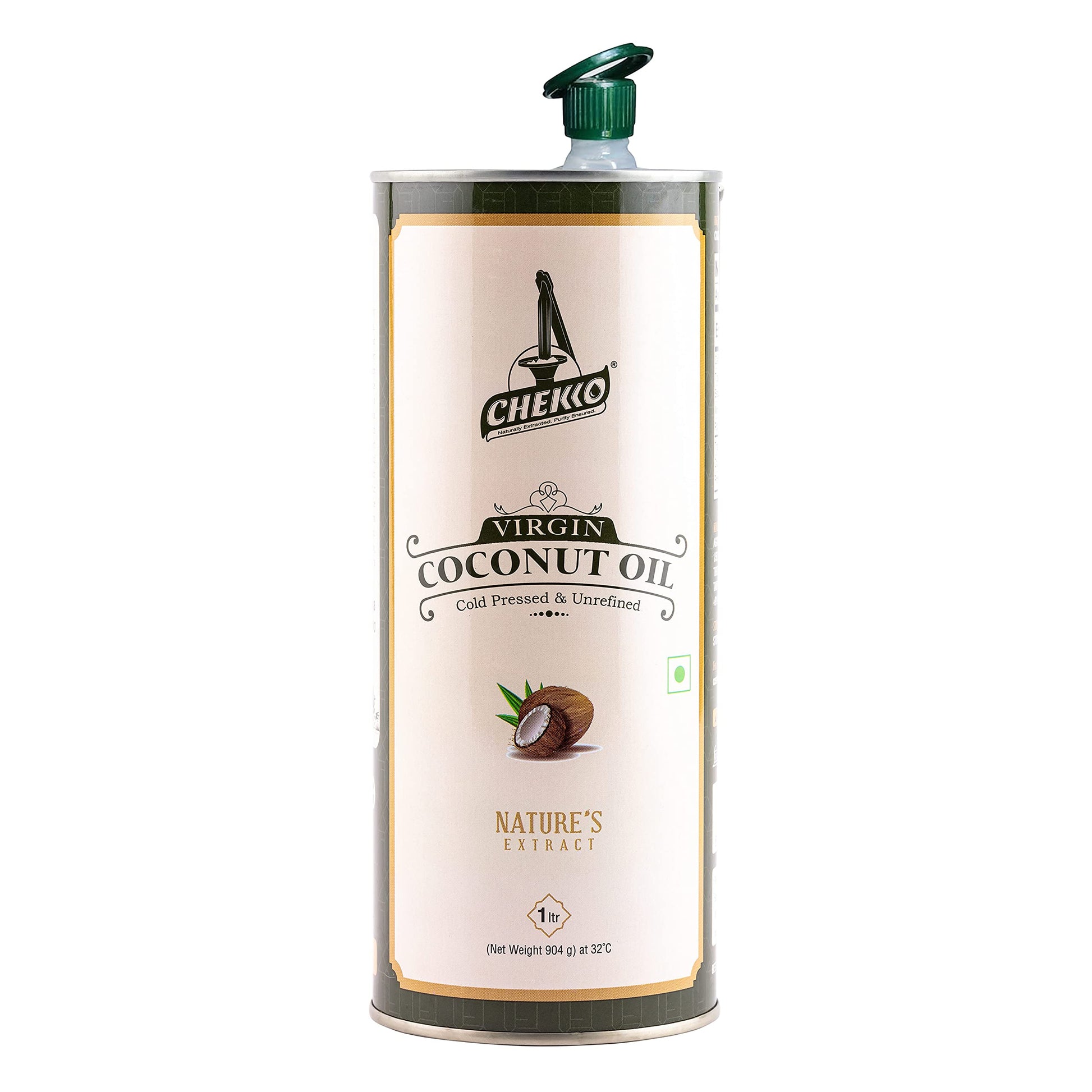 Chekko Cold Pressed Virgin Coconut Oil for Cooking Food, Massage, Diet, Oil Pulling, 100% Natural (1 LTR / 500 ml) (1 Ltr)