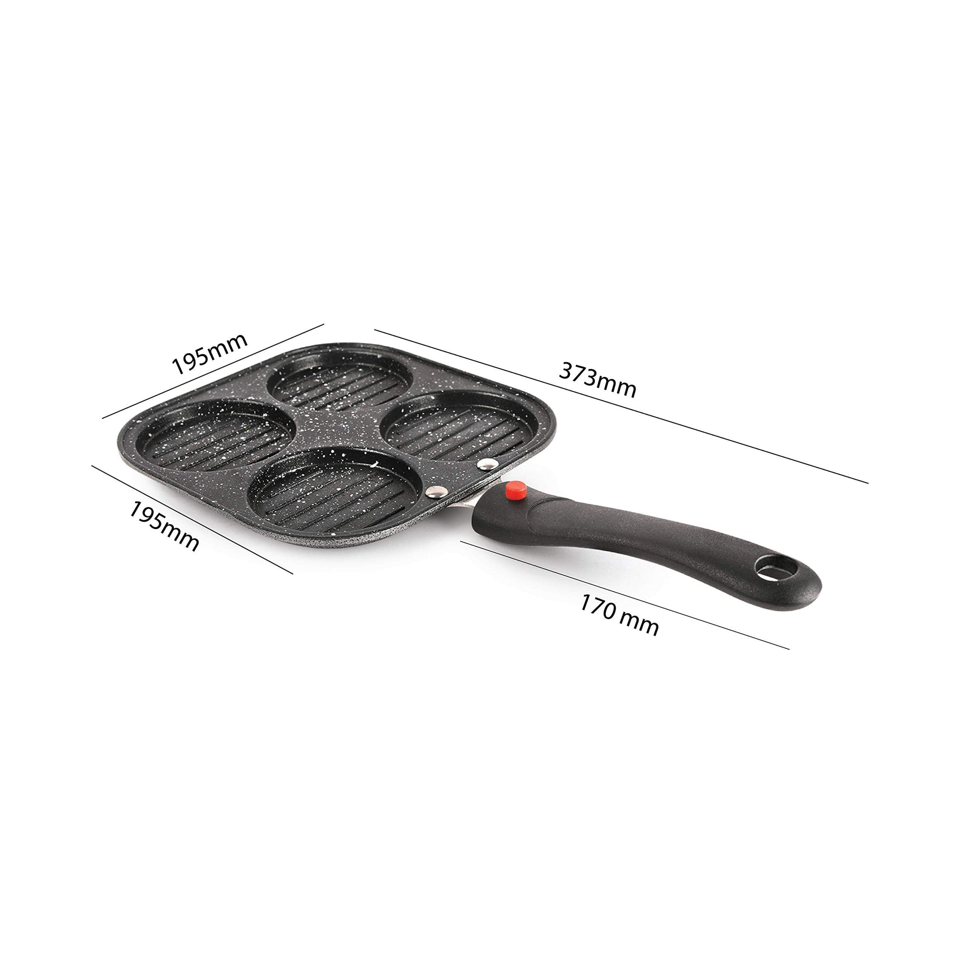 Cello Non-Stick 4- Cavity Aluminium Uttapam Maker with Spatter, Black