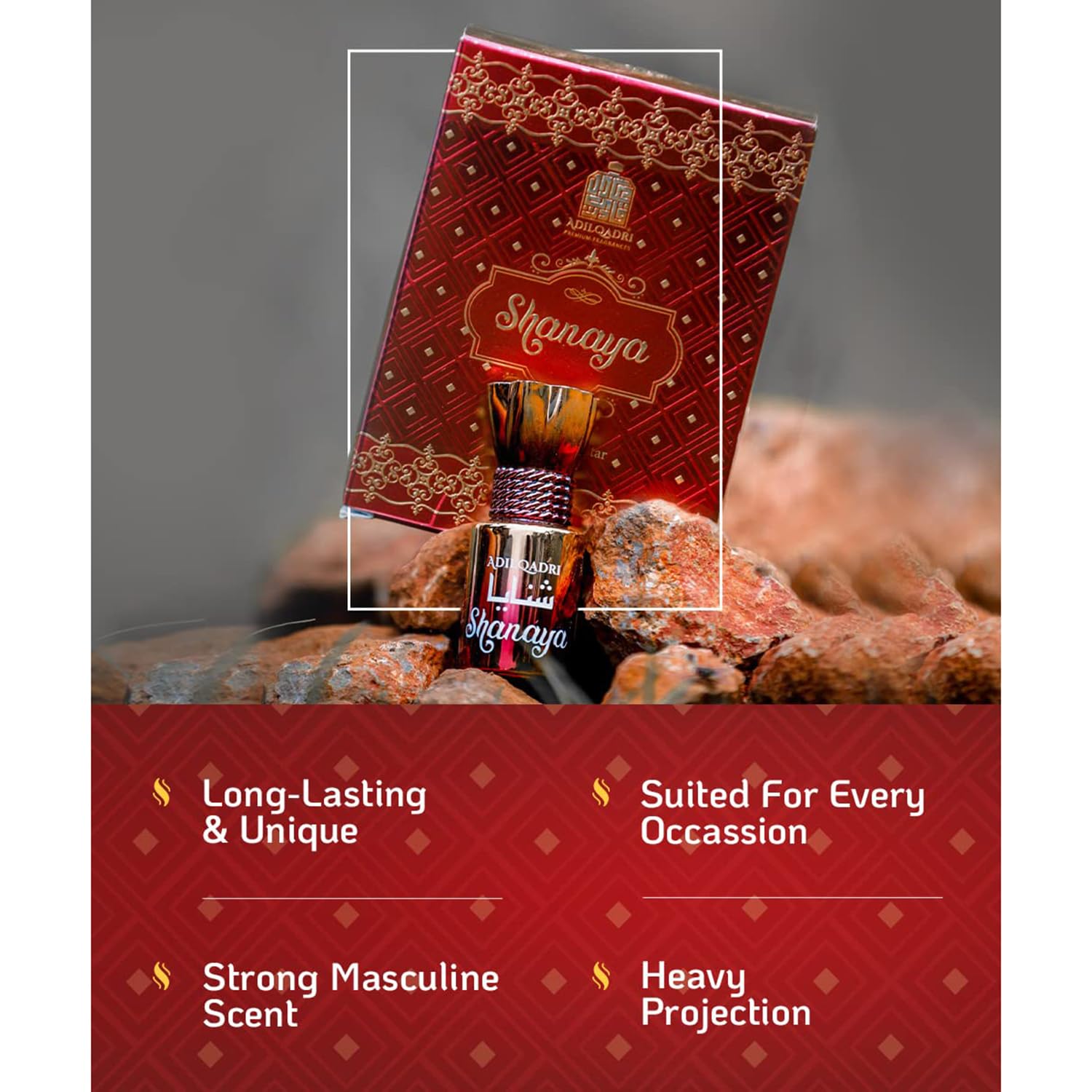 AdilQadri Shanaya Attar | Arabic & French Blend | Unisex Non-Alcoholic Roll-On | Long Lasting Attar - 12 ML