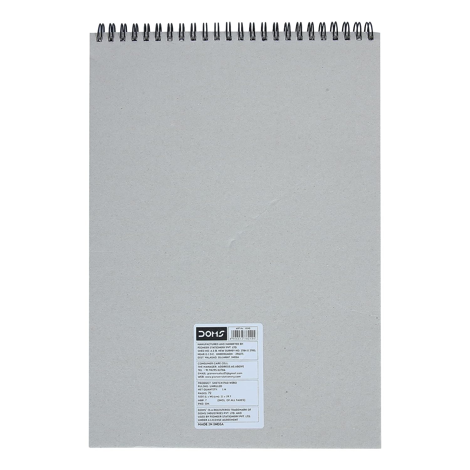 Doms Wiro Binding Notebook | Sketch Pad | Plain | 150GSM | 72 Pages | 21.0 x 29.7 cm | Pack of 1