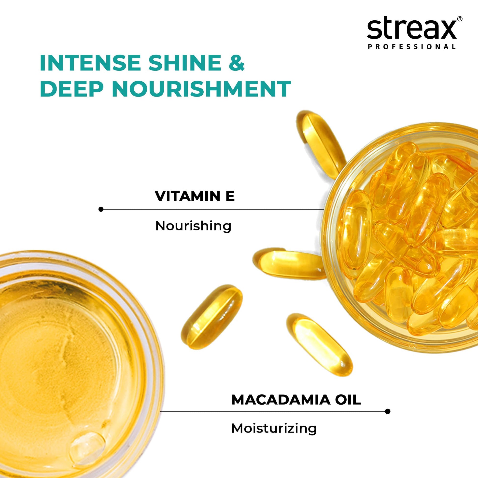 Streax Professional Vitariche Gloss Hair Serum, 125 ml | Frizz-Free Hair | Enhance Shine and Smoothness | With Vitamin E & Macadamia Oil| | For All Hair Types