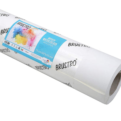 Brustro Artists' Watercolour 25% Cotton Paper Roll 300 gsm Cold Pressed Size 75 cm(30") x 10 mtr