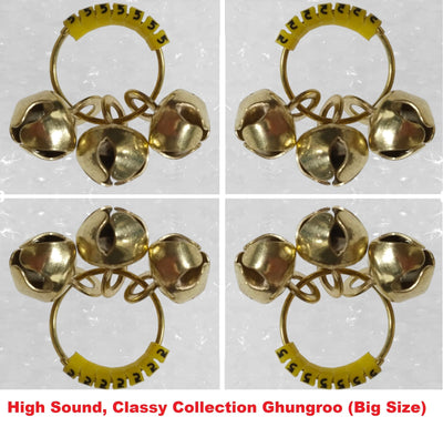 (Big Size, High Sound) Classy Looks Ghungroo Bells Finger Clapping Ring Yellow Kadi (Non Brass) Home Temple Pooja Aarti Bhajan Ganapati Ganesh Navratri Festivals Musical Gifting Goddess Chiming (2)