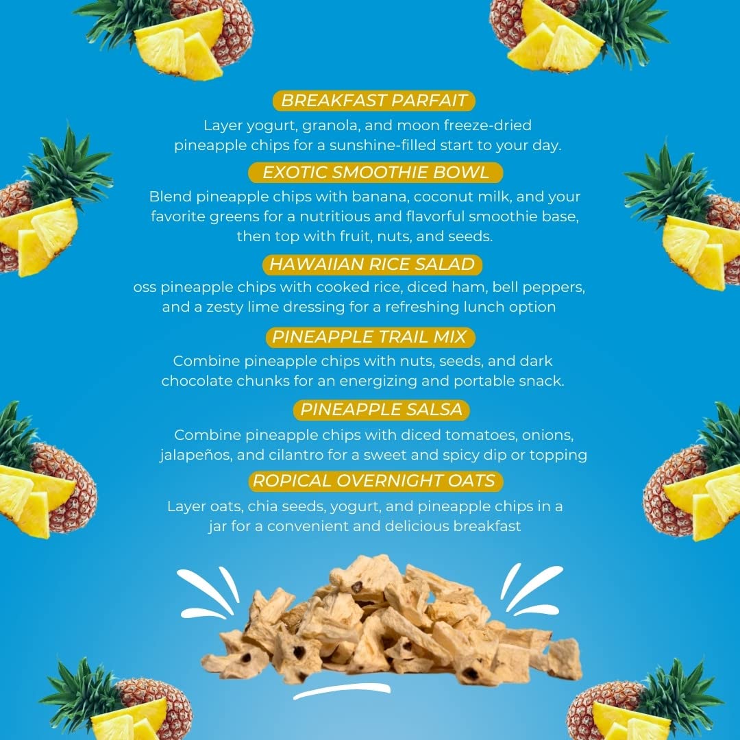 Moon Freeze Dried Pineapple Chips | Healthy Pineapple Snack | 100% Natural, Vegan, No Preservatives, No Added Sugar | 16 Gm | Moon_Pineapple_Chips | (16Gm) Pack of 2