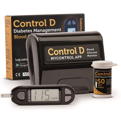 Control D Blood Glucose Monitor (Pack of 50 Strips, Black)