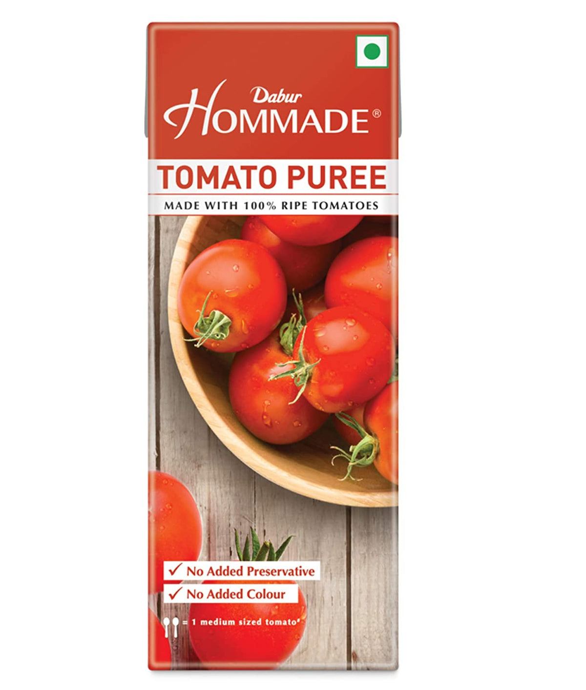 Dabur Hommade Tomato Puree- Made from 100% Ripe Tomatoes - No Added preservatives - 200 gm