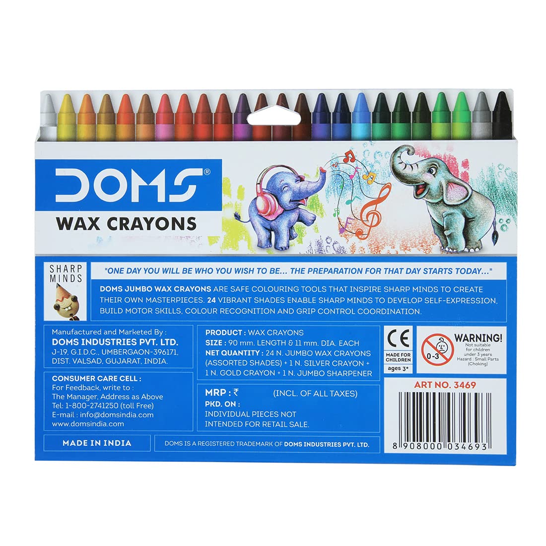 Doms 24 Shades Jumbo Wax Crayons