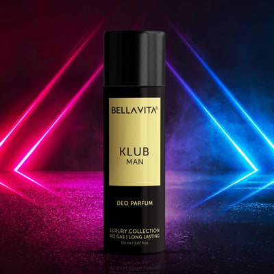 Bella Vita Luxury KLUB Man No Gas Body Deodorant Parfum for Men with Lemon, Rose and Vanilla|Musky and Spicy Long Lasting Body Perfume DEO 150 Ml