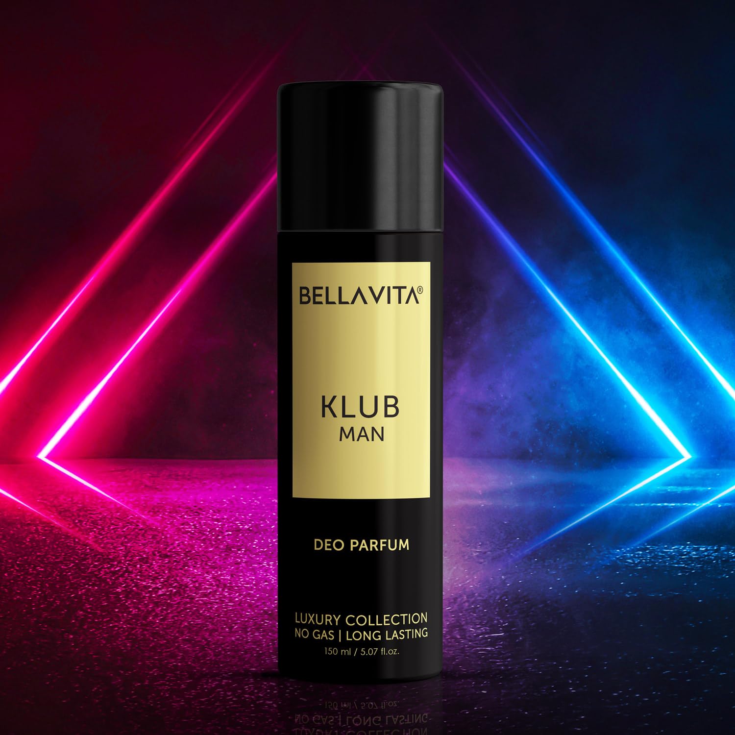 Bella Vita Luxury KLUB Man No Gas Body Deodorant Parfum for Men with Lemon, Rose and Vanilla|Musky and Spicy Long Lasting Body Perfume DEO 150 Ml