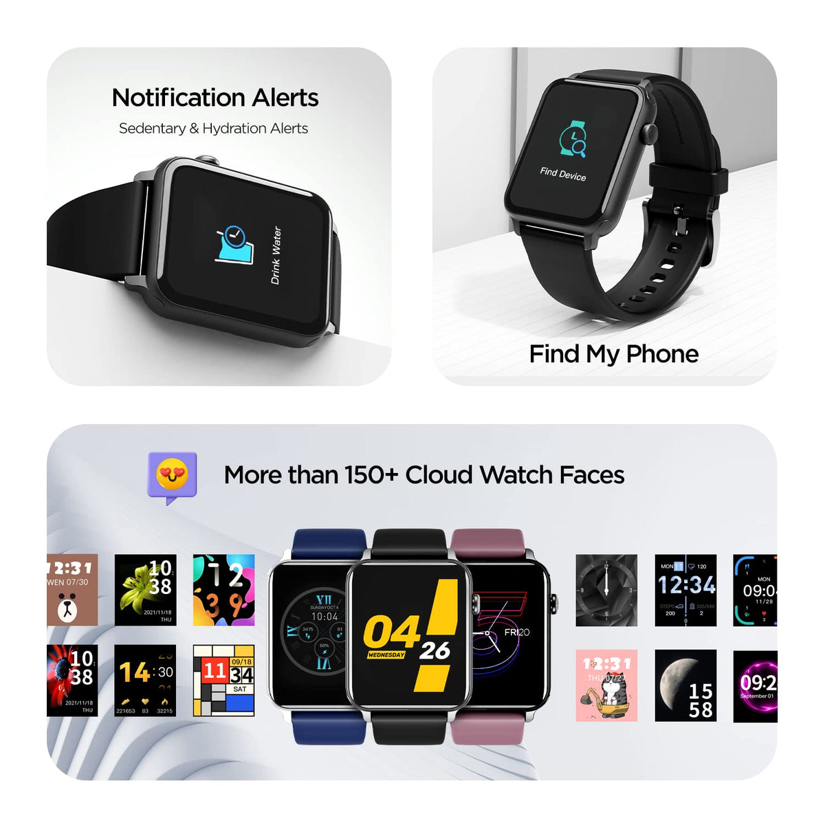 boAt Wave Call Smart Watch with Bluetooth Calling, 1.69” HD Display with 550 NITS & 70% Color Gamut, 150+ Watch Faces, Multi-Sport Modes,HR,SpO2, IP68(Active Black)