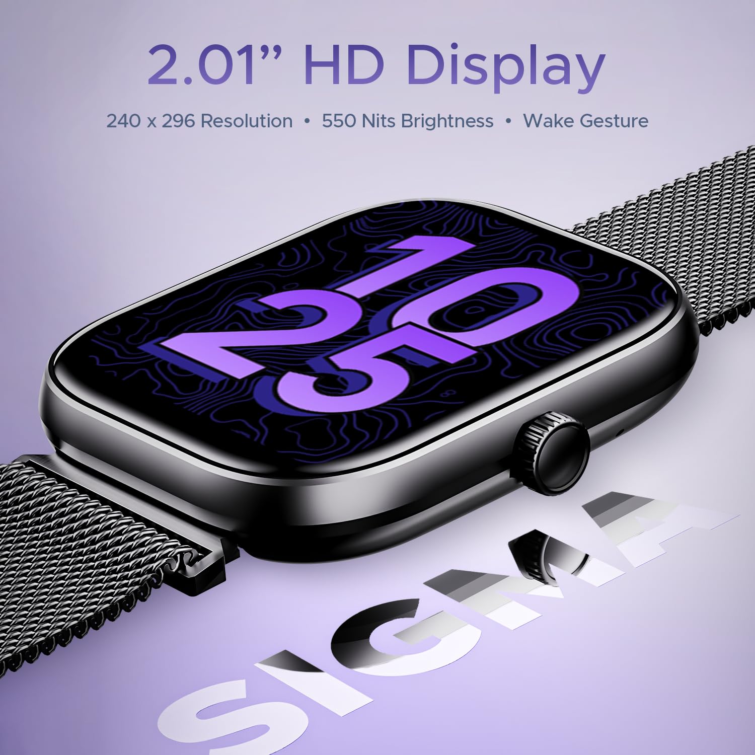 boAt Wave Sigma Smartwatch with 2.01" HD Display,Bluetooth Calling, Coins, DIY Watch Face Studio, 700+ Active Modes, HR&SpO2 Monitoring, Energy and Sleep Scores,IP67(Metal Black)