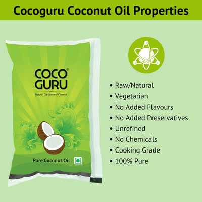 Cocoguru Cold Pressed Coconut Oil - Pouch 1 Litre