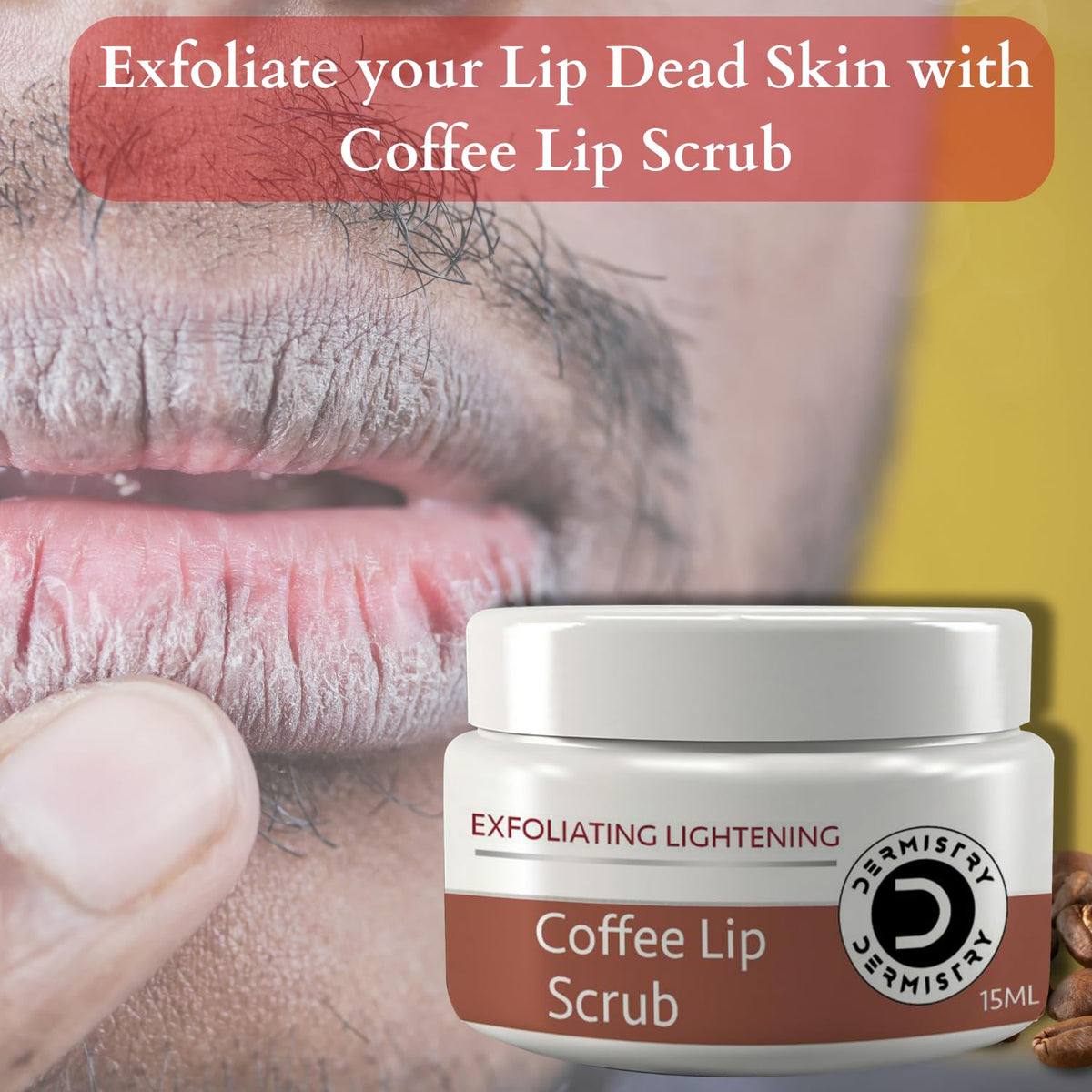 Dermistry Coffee Exfoliating Lightening Brightening Lip Scrub I Natural Sugar I Coconut Oil Shea Butter| Damage Repair & Healing for Men Women (Coffee Lip Scrub)