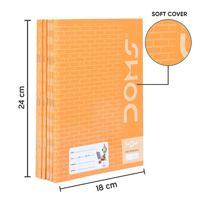 Doms Brown Cover Notebook | Red & Blue With Gap Interleaf | 57GSM | 172 Pages | 18 x 24 cm | Pack of 6