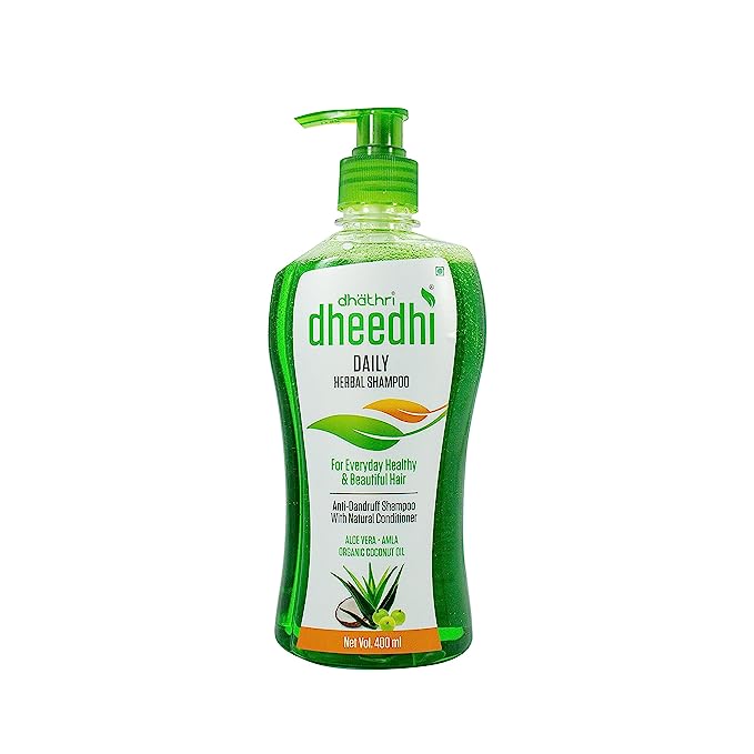 Dhathri Dheedhi Daily Herbal Shampoo for Hair Growth & Dandruff Control | Ayurvedic Shampoo with Natural Conditioner to Restore Hair Strength & Shine | For Everyday Healthy & Beautiful Hair | 400ml