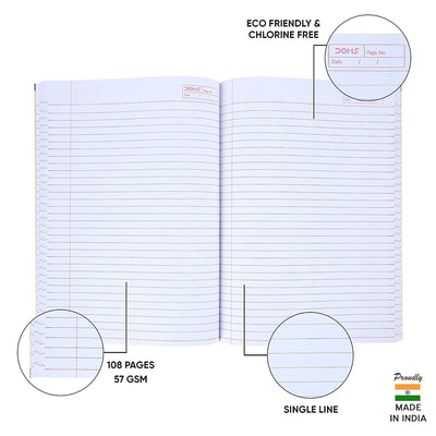 Doms Martial Arts Series Notebook | A4 | Single Line | 57GSM | 108 Pages | 21 x 29.7 cm | Pack of 12