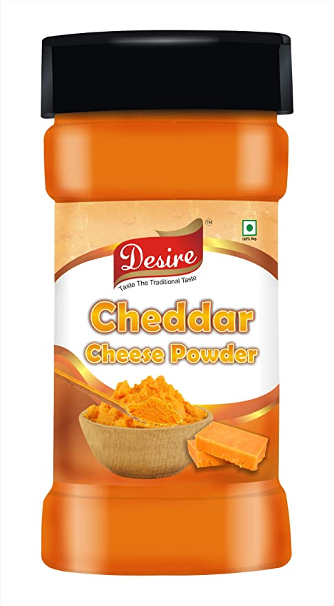 Desire Cheddar Cheese Powder Seasoning for Popcorn, Pasta, Pizza, Nachos, Fries, 100 Gram
