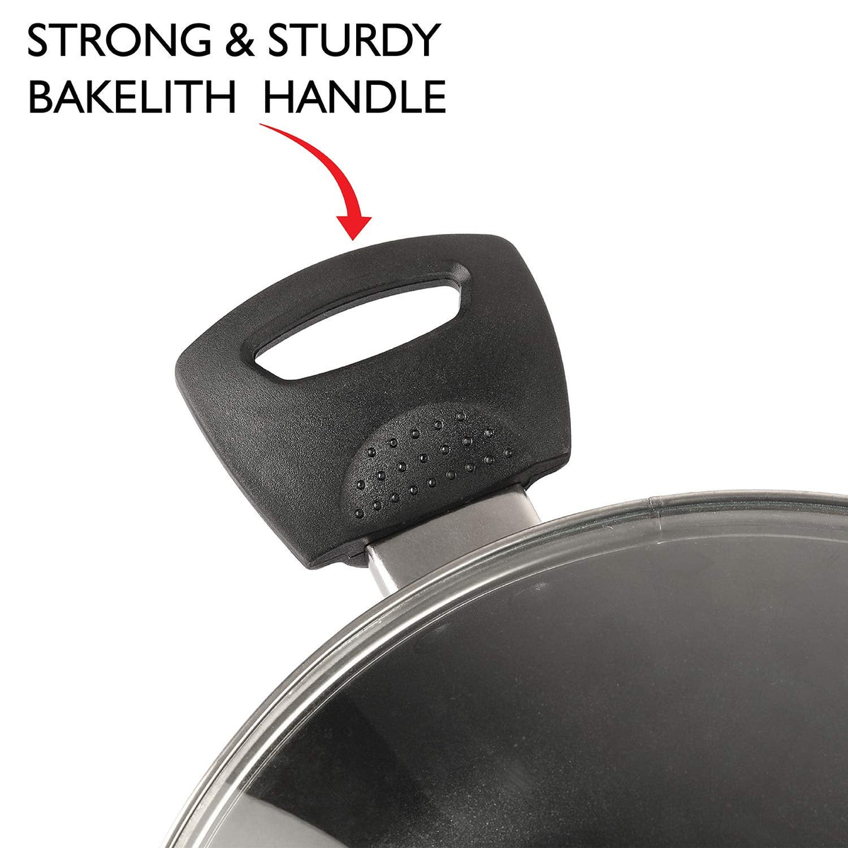 Cello Non Stick Hammered Tone Kadhai with Glass Lid 2.5 LTR, Black & Grey, Aluminium