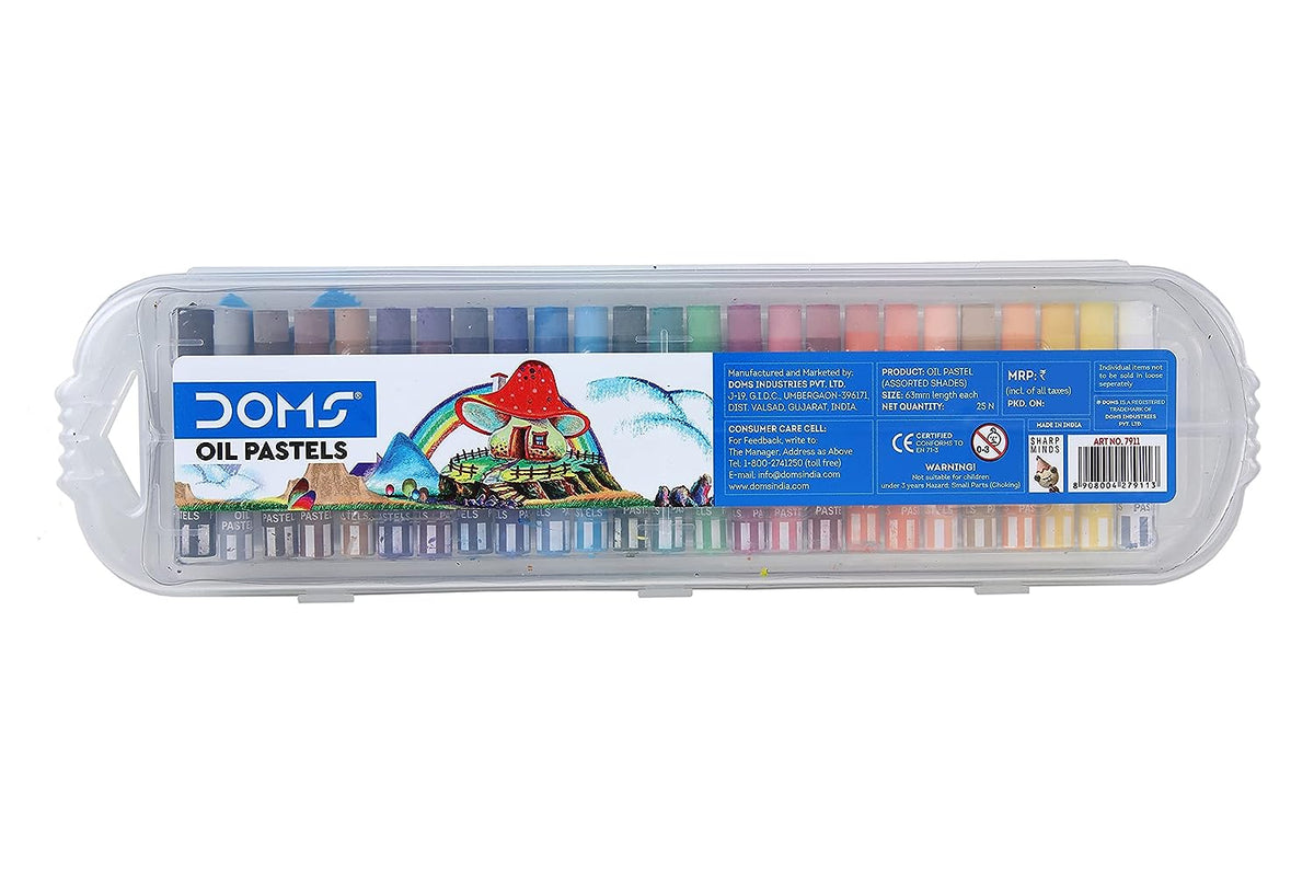 Doms Non-Toxic 9Mm Oil Pastel Set In Plastic Case - 25 Assorted Shades