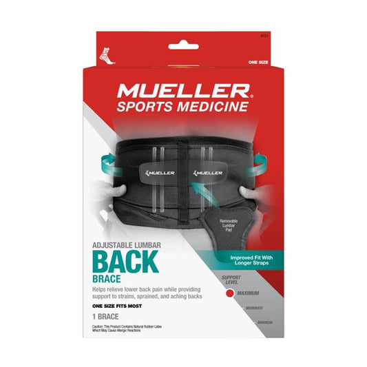 Mueller Lumbar Back Brace with Removable Pad, Fits 28"-50" Waist