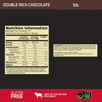 Gold Standard 100% Whey Protein Powder | Double Rich Chocolate | 5 lbs and Optimum Nutrition (ON) Gold Standard Pre-Workout- 142.5g/15 single serve packs (Green Apple Flavor), For Energy, Focus, Power, Endurance & Performance