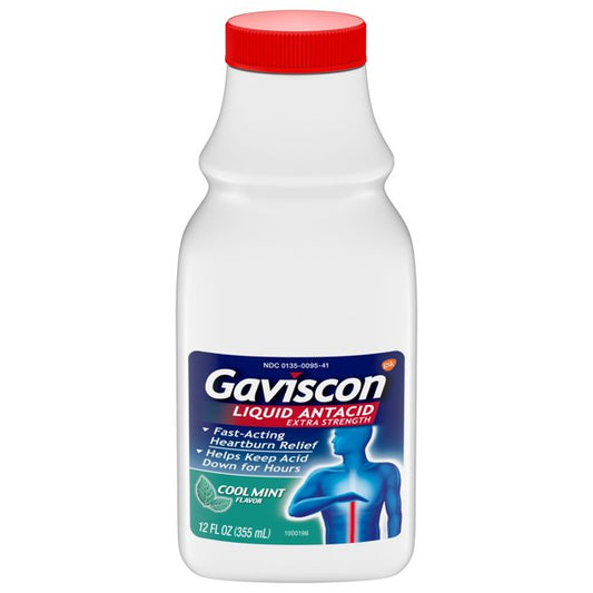 Gaviscon Extra Strength Heartburn Relief Liquid Antacid, Cool Mint 12 oz