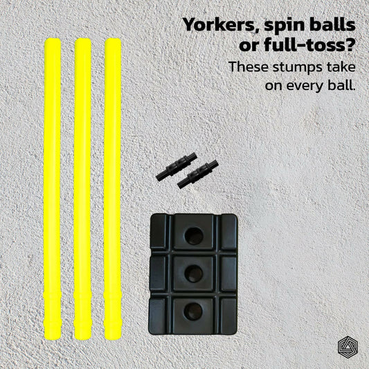 Boldfit Cricket Stumps with Stand & Bails - Fluorescent Green