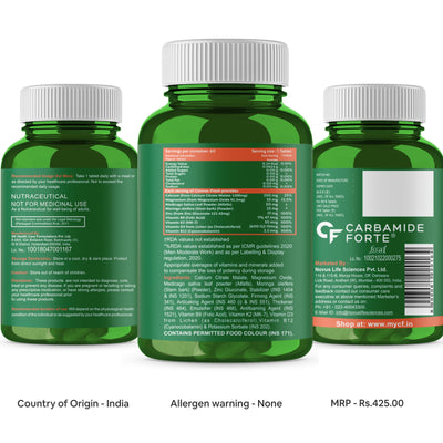 Carbamide Forte Calcium & Vitamin D3 Tablets | Calcium Tablets for Women & Man | Calcium Magnesium Zinc Tablets | Bone Health & Joint Support - 60 Calcium Tablets for Man