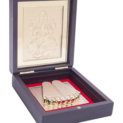 Golden Peacock 24-Ct Gold-Toned Gold Foil Ganesh Pooja Box
