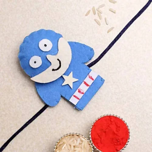 Captain America Cute Kids Rakhi & Soan Papdi