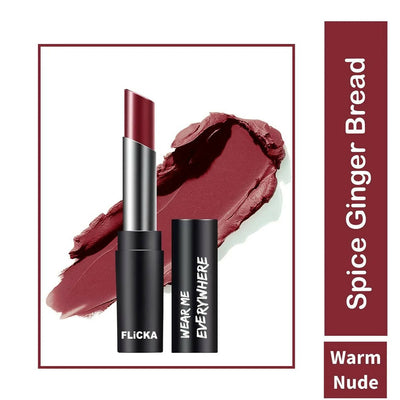 FLiCKA Wear Me Everywhere Creamy Matte Lipstick Spice Ginger Bread - Brown