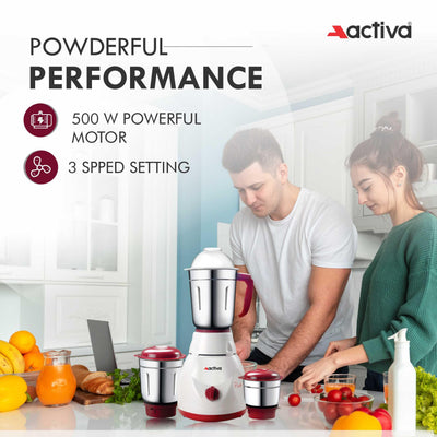 Activa Pluto 3 Jar 500 Watt Mixer Grinder With Coral 750 Watt Dry Iron come with 2 year warranty