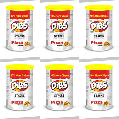 Dibs stacks (Pack of 6, 45 GM Each) Pizza Potato Crisps Chips On the Go Adventure, Crunchy Healthy and Tasty Chips, Snacks Chips