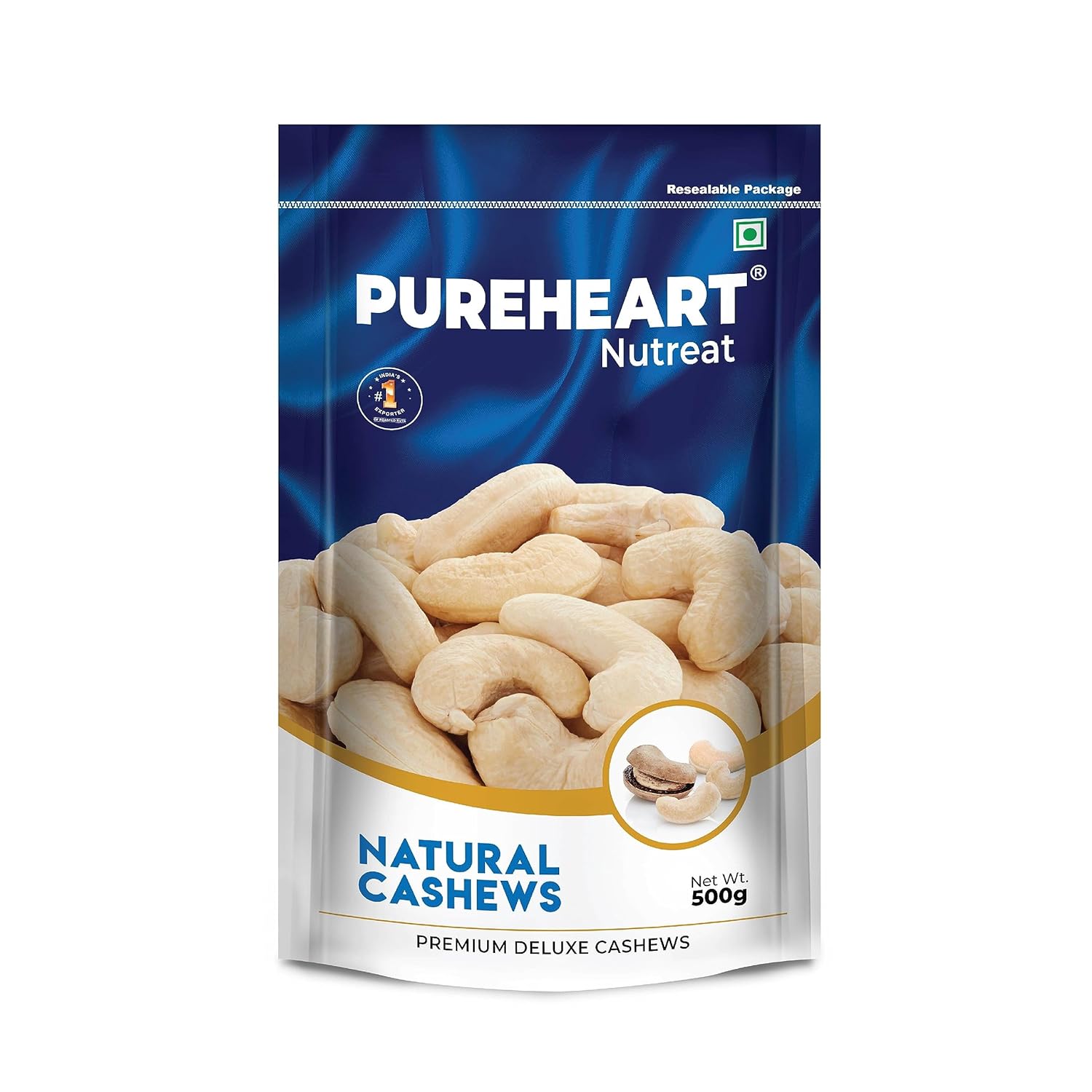 Pureheart Nutreat Natural Cashews (500 gm) Premium Whole Crunchy & Del ...