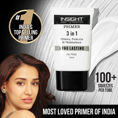 Insight Cosmetics 3 in 1 Primer for Face Makeup | Hydrating, Lightweight & Long- Lasting | All Skin Types | Oil-Free | Minimises Pores | Toxic & Cruelty Free | 30ml