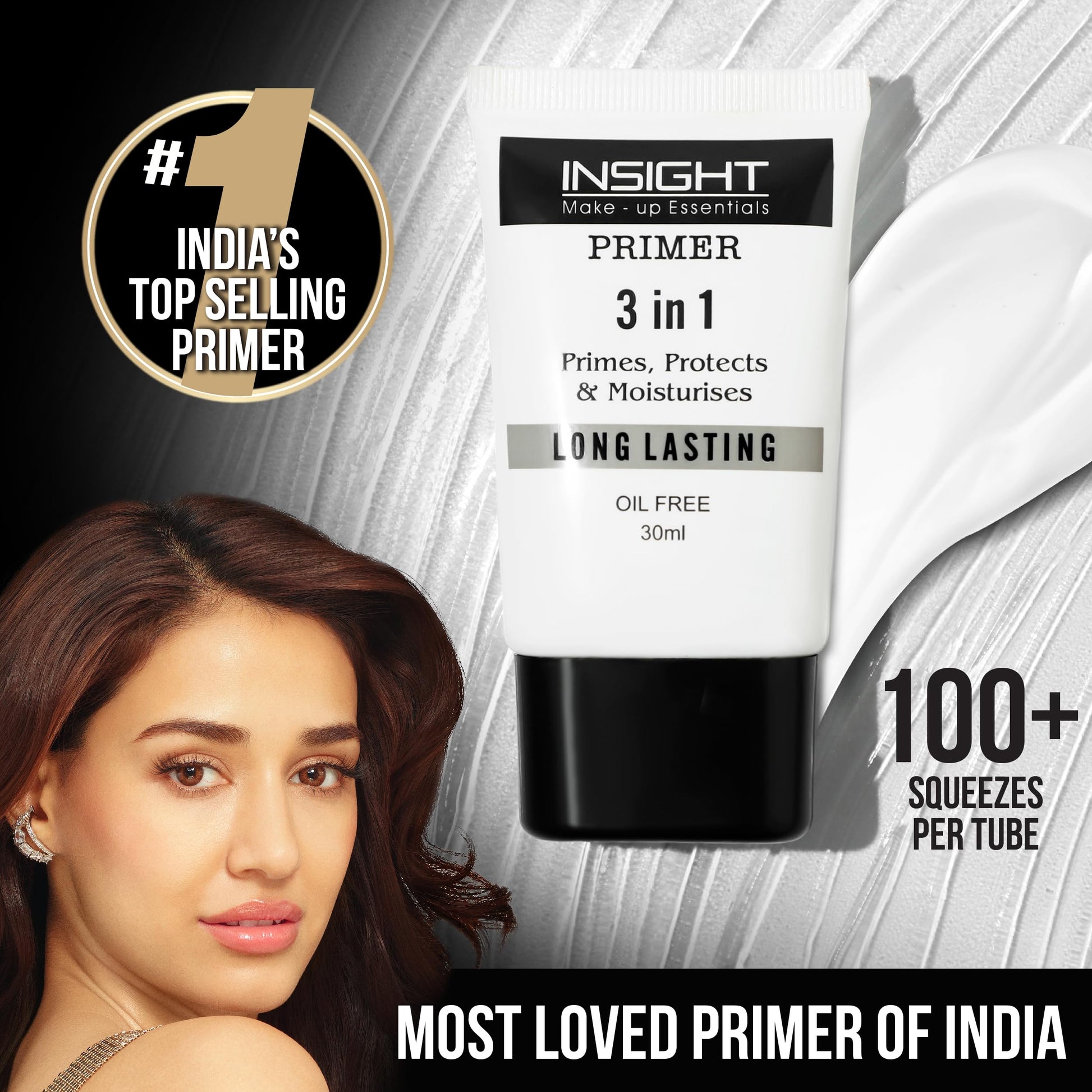 Insight Cosmetics 3 in 1 Primer for Face Makeup | Hydrating, Lightweight & Long- Lasting | All Skin Types | Oil-Free | Minimises Pores | Toxic & Cruelty Free | 30ml