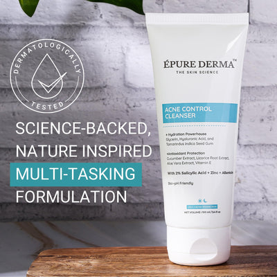 ÉPURE DERMA Anti Acne Face Cleanser with 2% Salicylic Acid + Zinc + Allantoin For Acne or Pimples | Hydrating Formula & Antioxidant Rich Face Wash For Oily Skin | Men & Women | 100 ml