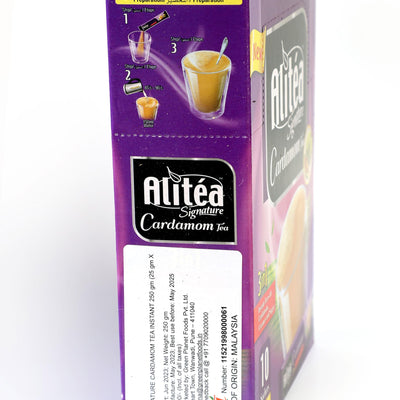 Alitea Signature Cardamom Tea 250g (10 Sachets), Instant Chai Premix - Natural Ingredients, Convenient, GMO-Free