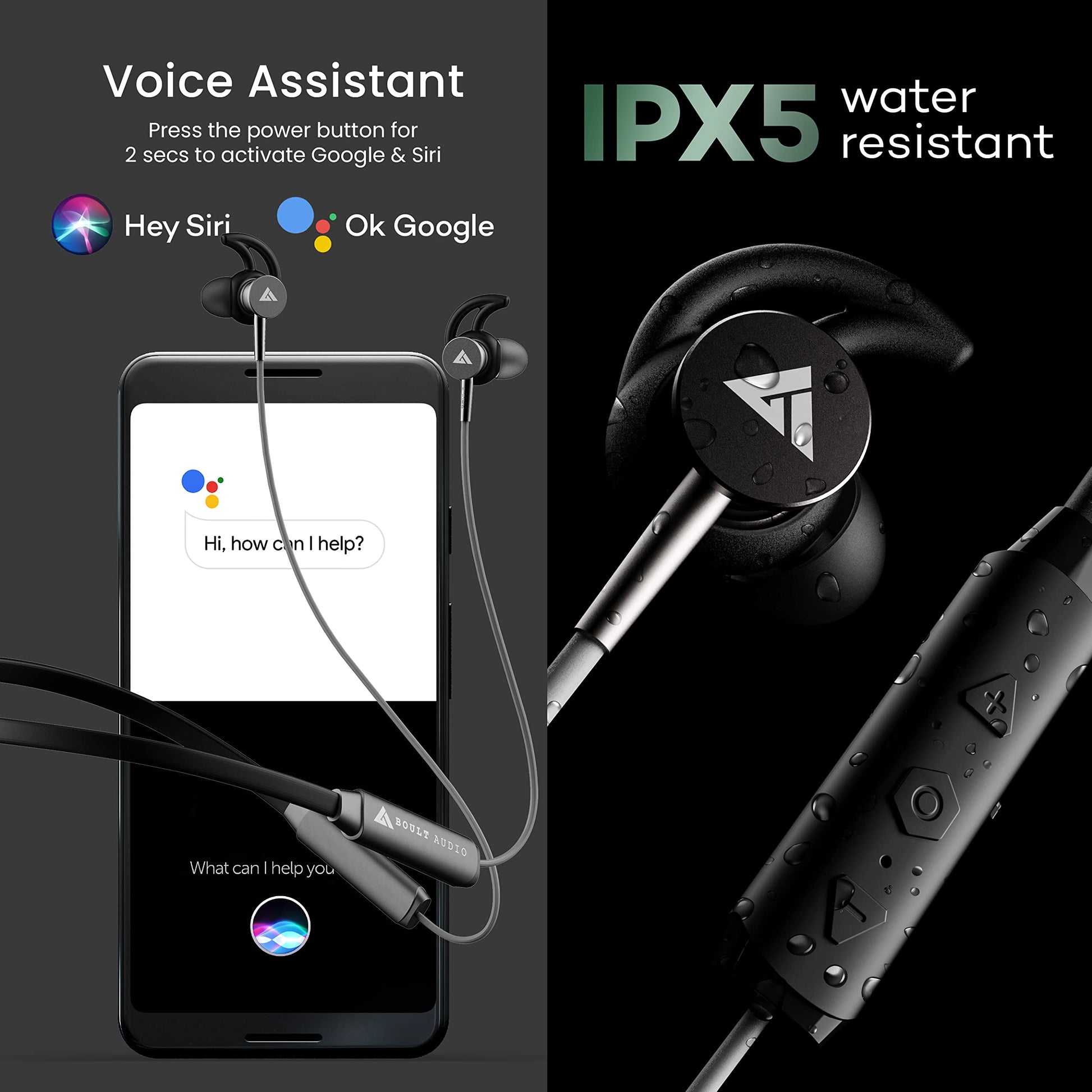 Boult Audio FXCharge Wireless in Ear Bluetooth Neckband with ENC Mic, 32H Playtime, Type-C Fast Charging (5Mins=7.5Hrs Playtime), Dual Pairing, Made in India, Biggest 14.2mm Drivers Ear Phones (Black)